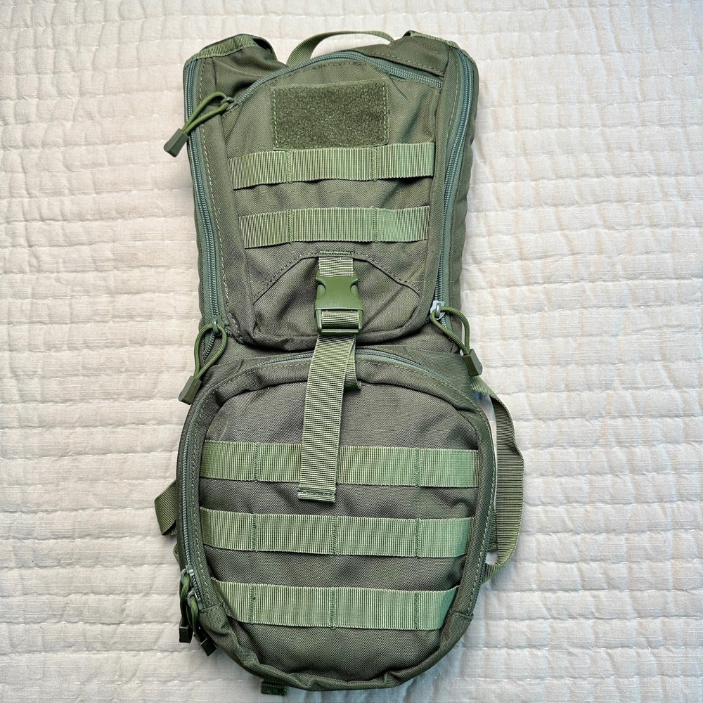Tactical Hydration Backpack with Water Bladder Olive Green MOLLE Hiking Pack